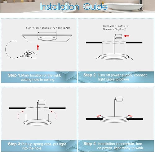 Miniatura 6 de Esbaybulbs Lámpara de techo empotrable LED ultrafina de 7 pulgadas con caja de conexiones, luz fría de 6000 K, panel de luz LED de 18 W, luz
