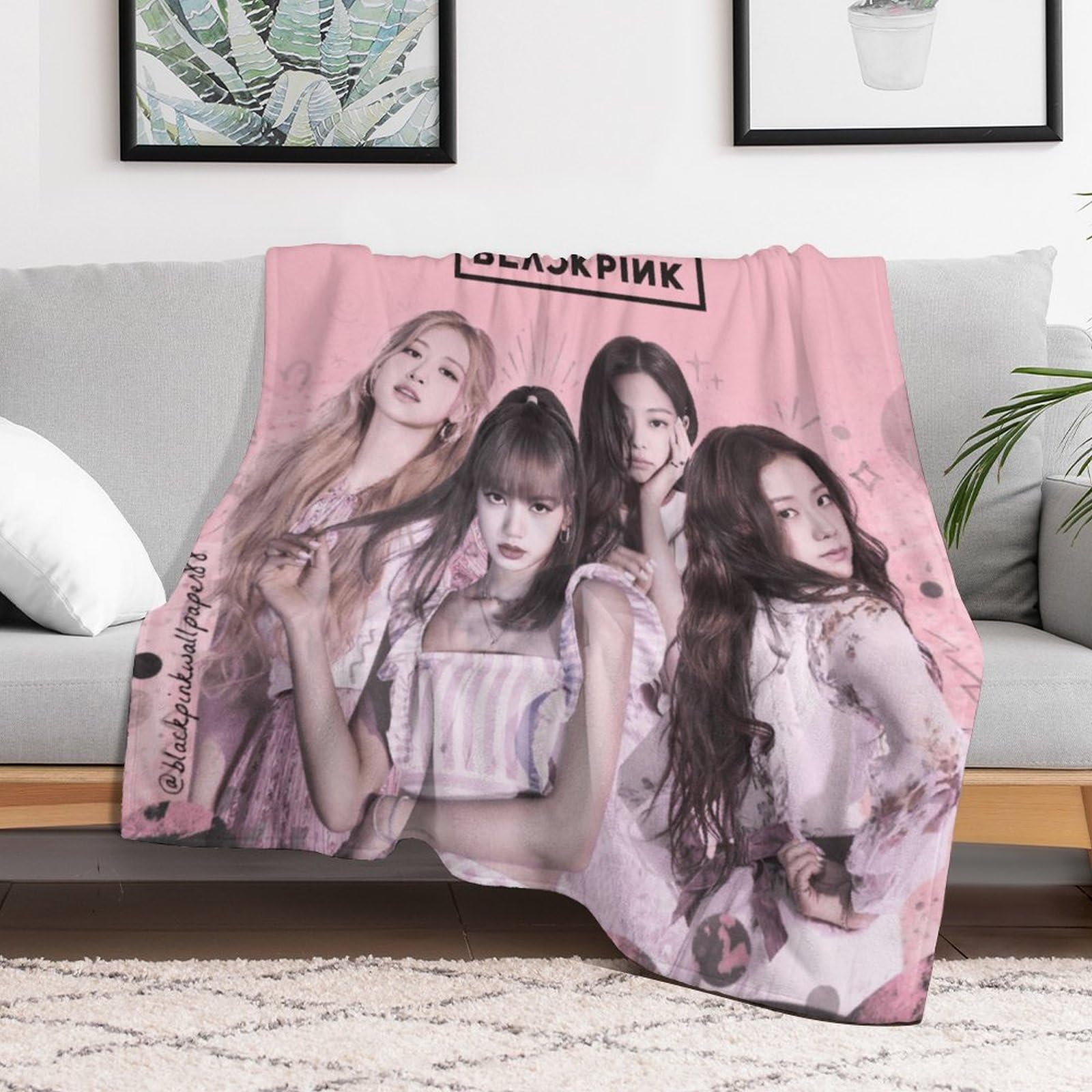 Blackpink - Coperta accogliente in velluto per salotto, per divano, leggera, resistente, anti-pieghe, delicata al tatto