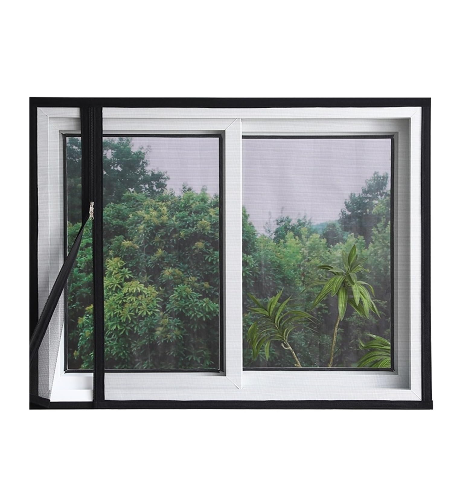 Moustiquaire de fenêtre zippée haut de gamme noire 140 x 180 cm