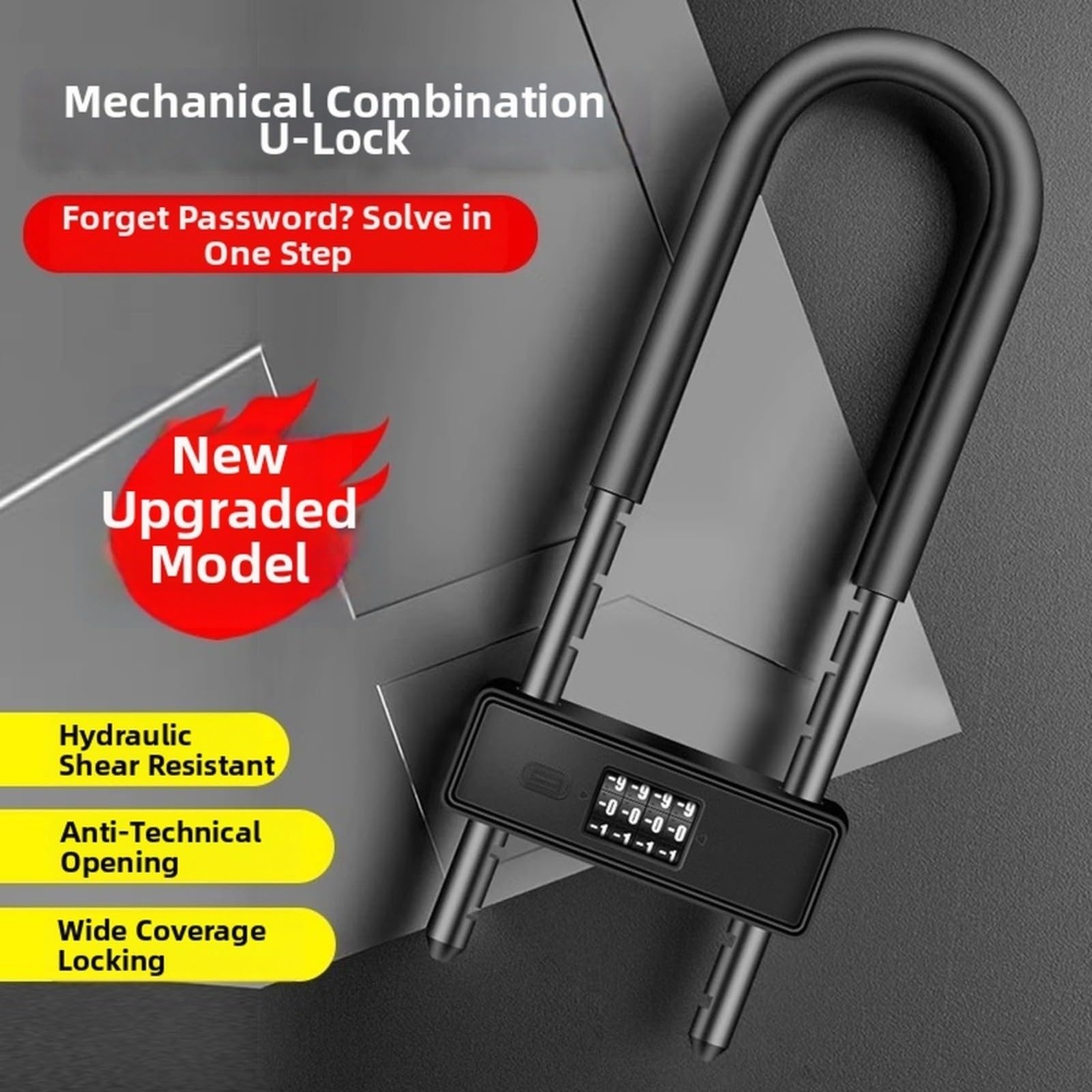 Cadenas à combinaison en forme de U avec anse réglable en acier inoxydable, code à 4 chiffres et design anti-coupe, résistant aux intempéries et à la rouille, sécurité pour portes en verre