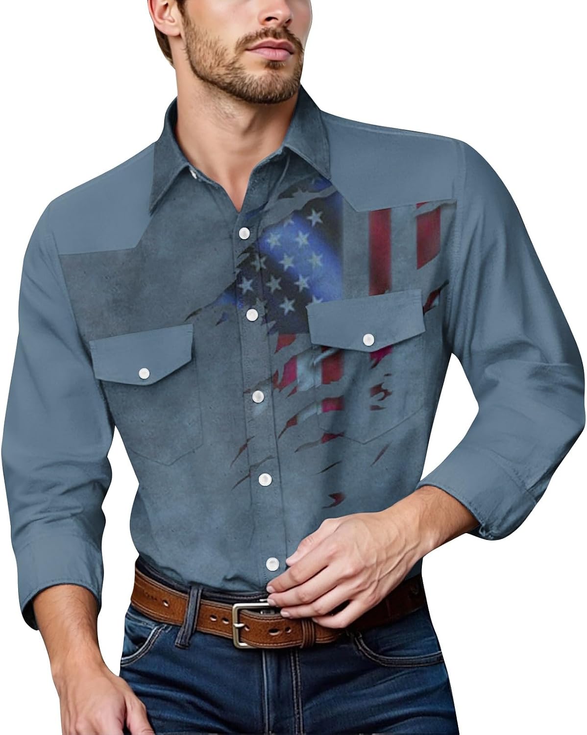 Men's Business Casual Shirts, Button Down Long Sleeve Dress Shirt Beach Vacation Shirts, M-3XL