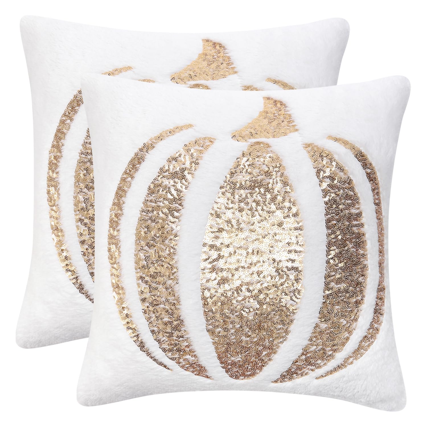 Tosleo Halloween-Kissenbezüge – 2 Stück, 45,7 X 45,7 Cm, Bestickte Kürbis-Motive, Aus Polyester, Mit Unsichtbarem Reißverschluss