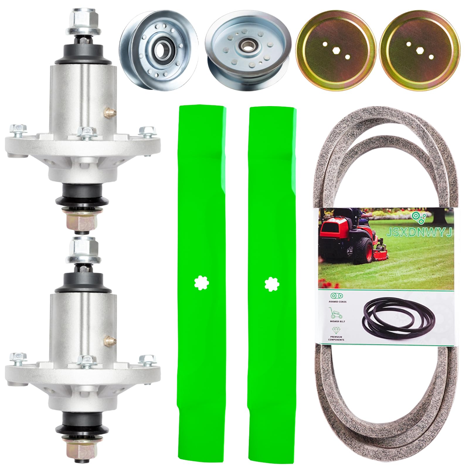 Umbau-Set Für Rasenmäher – 42 Zoll, Inkl. 2 Spindeln, 2 Klingen & Riemen, Kompatibel Mit John Deere