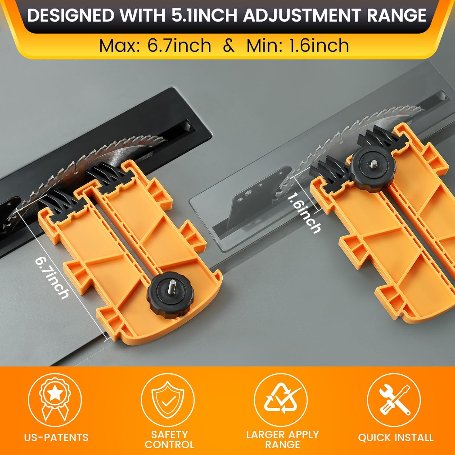 Featherboard for Table Saws, Router Tables & Band Saws – Kickback Prevention & Precision Feed Control Accessory for Safer Cutting Woodworking Tools – Dual-Leg Base with Flexible Arms Yellow & 2Packs