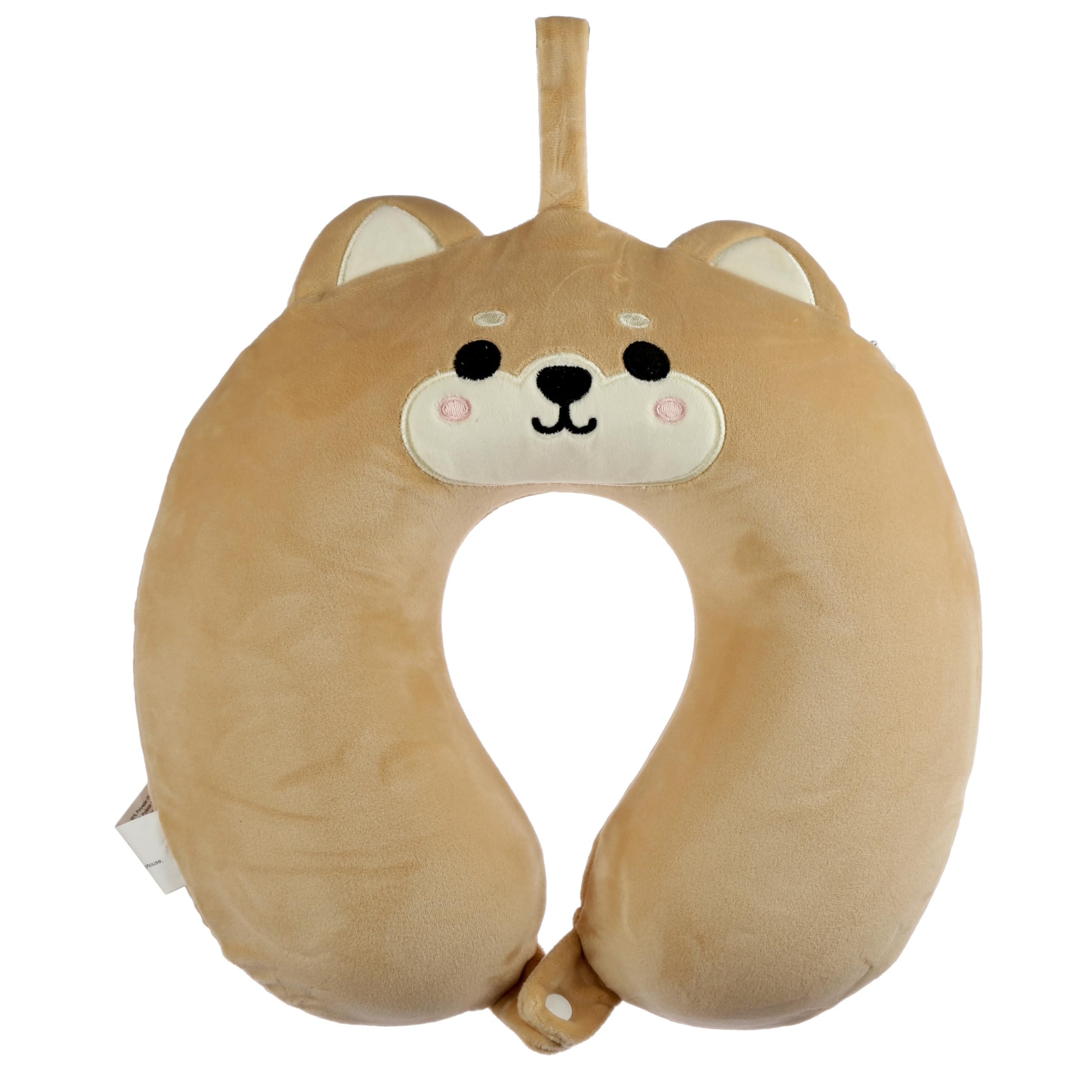 Puckator Relaxeazzz Shiba Inu Dog Plush Memory Foam Travel Pillow - Neck Flight Airplane Pillow For Travel - Kids Neck Pillows Cushion For Sleeping Neck Pain Adults - Airport Essentials