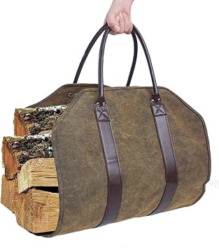 Canvas Firewood Carrier,40x12 Log Tote Bag Log Carrier for Firewood Bag Wood Carriers - Water Resistant Firewood Tote Bag and Holder