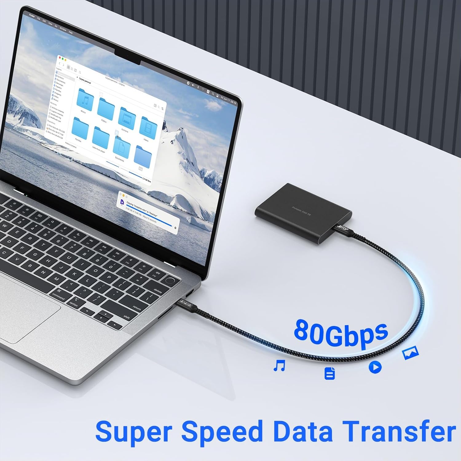 80Gbps USB Data Cable(1.5FT, 2packs) USB C to USB C 240W for Thunderbolt 5, Bandwidth for 16K/Dual 8K, Video Cable Compatible with iPhone 16/Pro/Plus/Pro Max, Thunderbolt 4/3 Cable