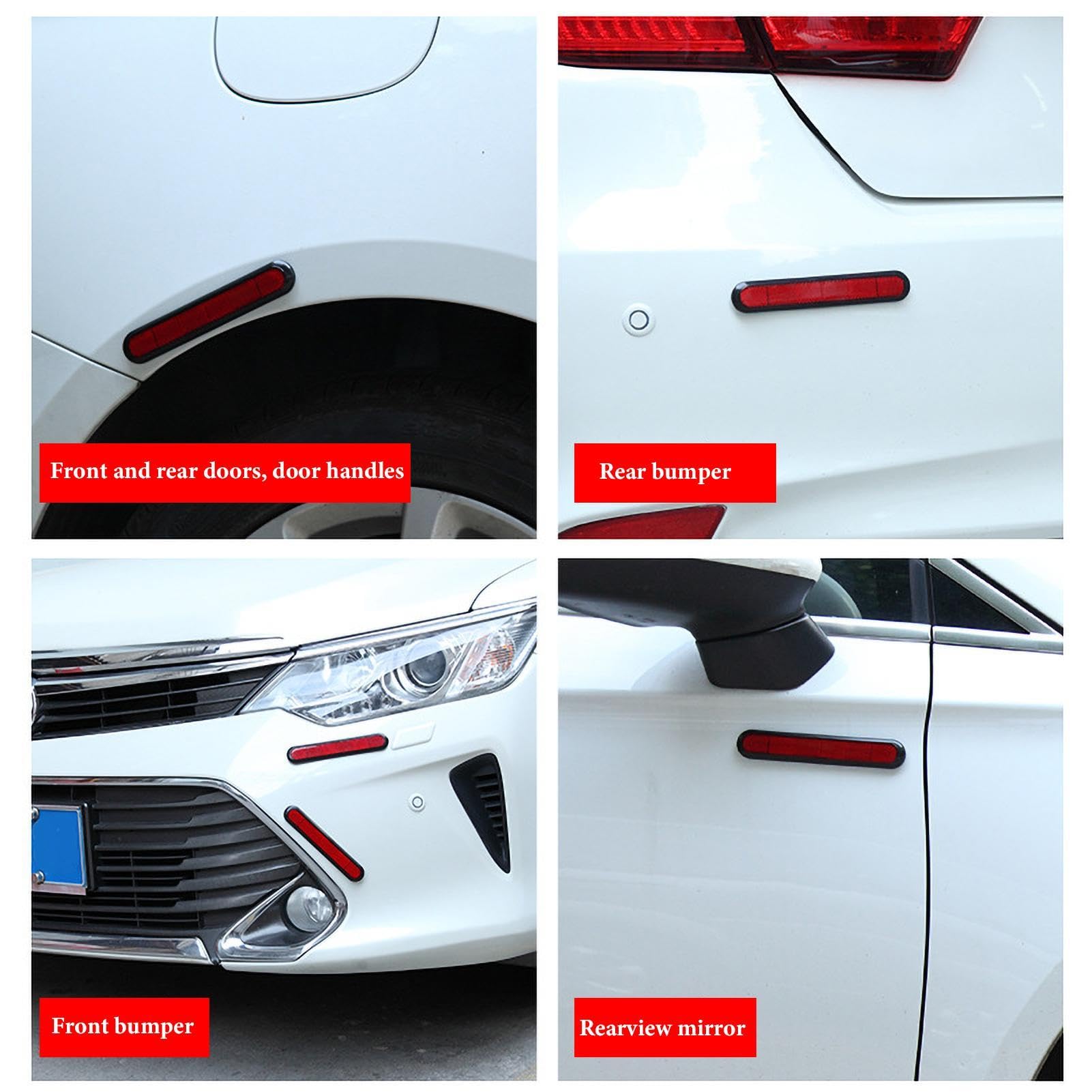 Autocollants Réfléchissants De Sécurité Pour Voiture - Bandes Anti-collision Rouges - PVC Haute Qualité - Environ 17cm - Lot De 2