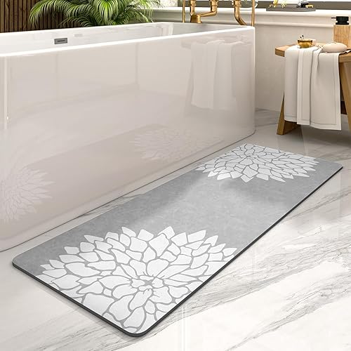 PADOOR - Alfombra de baño sin manchas, antideslizante, súper absorbente, de secado rápido, tierra de diatomeas, alfombra de baño grande, 17 x 57