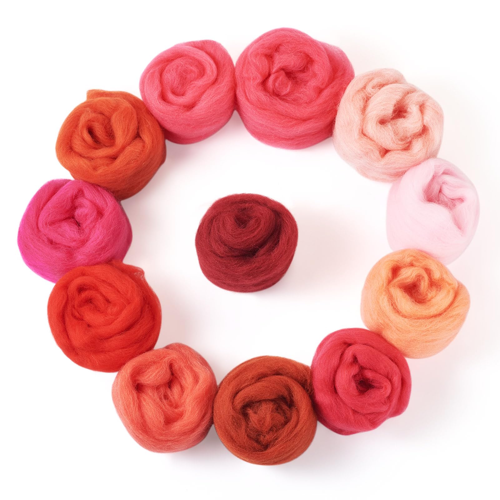Boutigem 12 Colors 2.11oz Red Wool Roving, Felting Wool for DIY Craft, Needle Felting Wool Supplies, Spinning Wool Roving for Needle Felting, Fiber Wool Yarn for Hand Spinning, Weaving and Blending