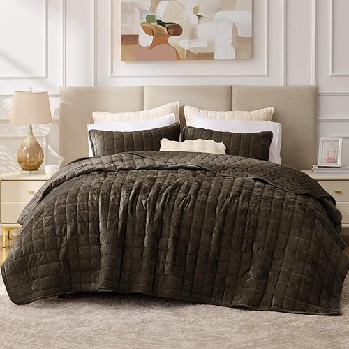 Miniatura 15 de BEDELITE Juego de edredón de terciopelo tamaño King – Juego de ropa de cama edredón de terciopelo de lujo de 3 piezas, suave y acogedor color blanco