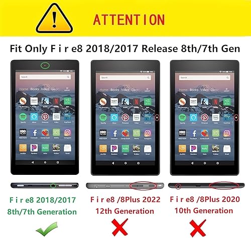 Miniatura 8 de Funda para F i r e8 20172018 versión 78 generación, funda resistente con soporte no es compatible con F i r e8 de 1210 generación 20222020 (verde