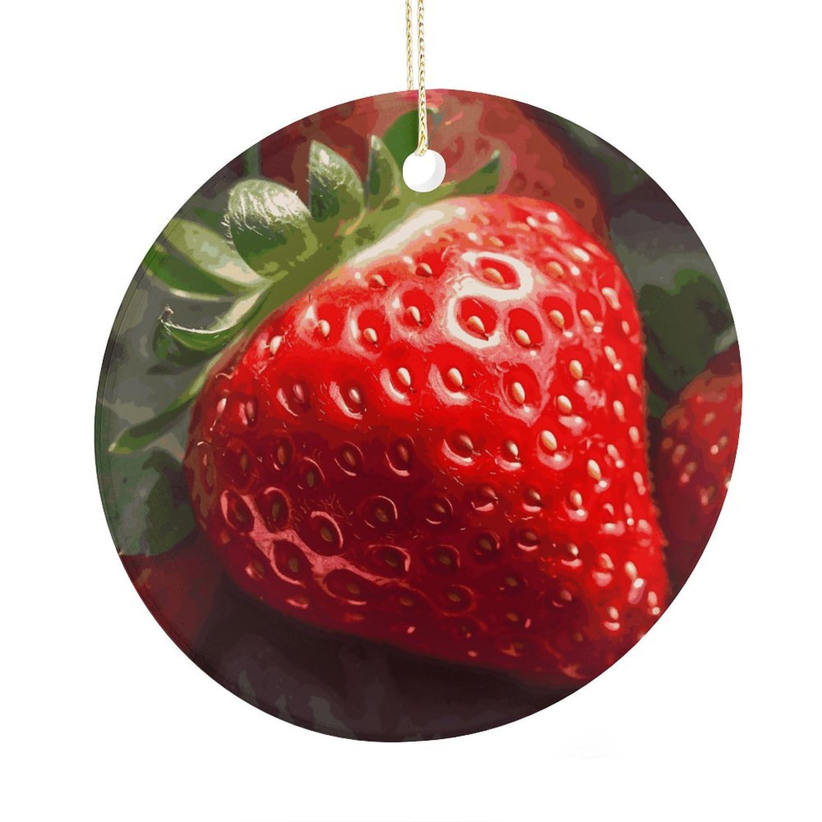 Adfgyerh Style Strawberry2 Ceramic Circular Pendant,2.9 Inch，Hanging Ornament，Gift Exchange Idea Round Ceramic Ornament,For Mom And Daughter，For Home Indoor Outdoor Decor.