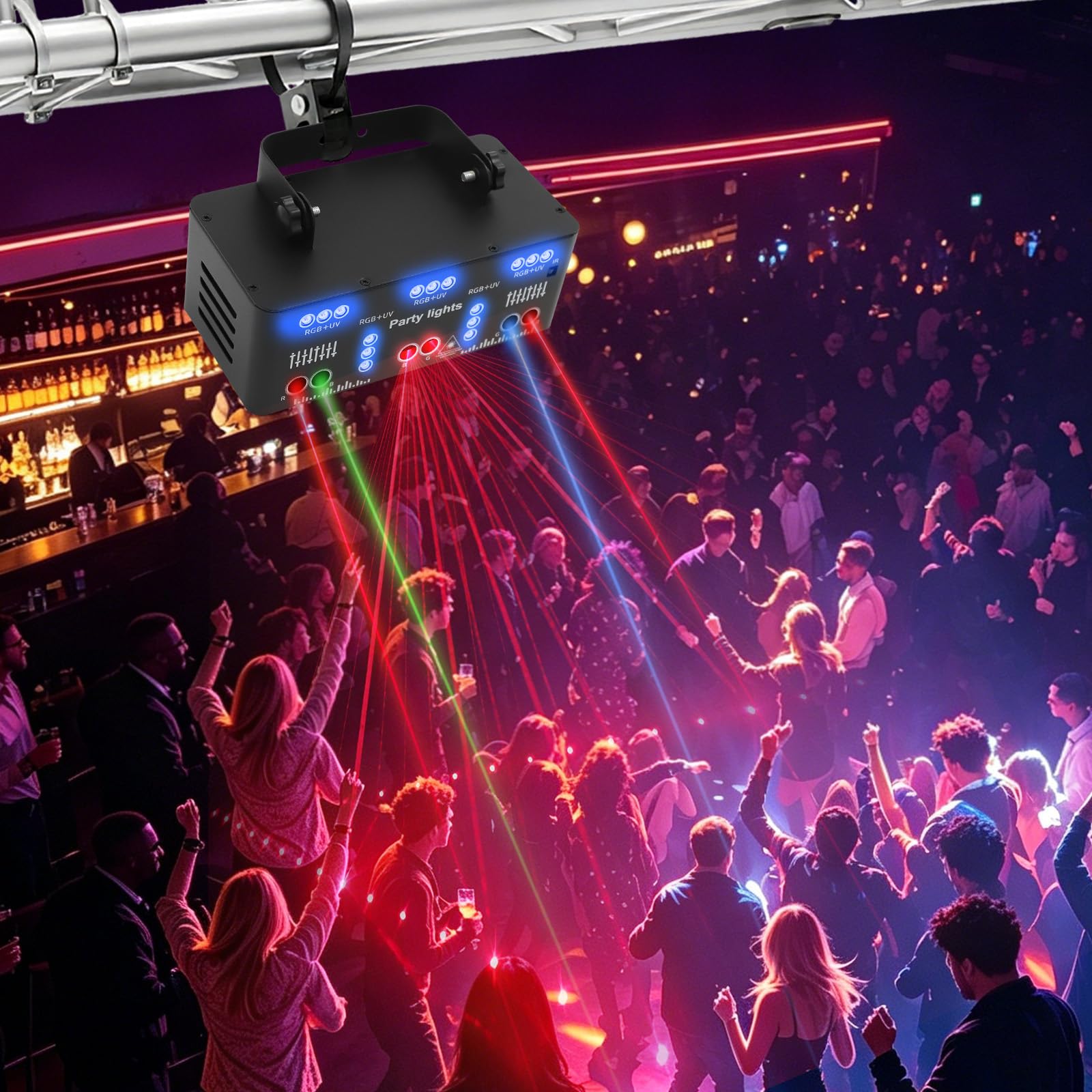 Jeu De Lumière DJ LED, RGB, Laser, Télécommande, 21 Effets, Portable