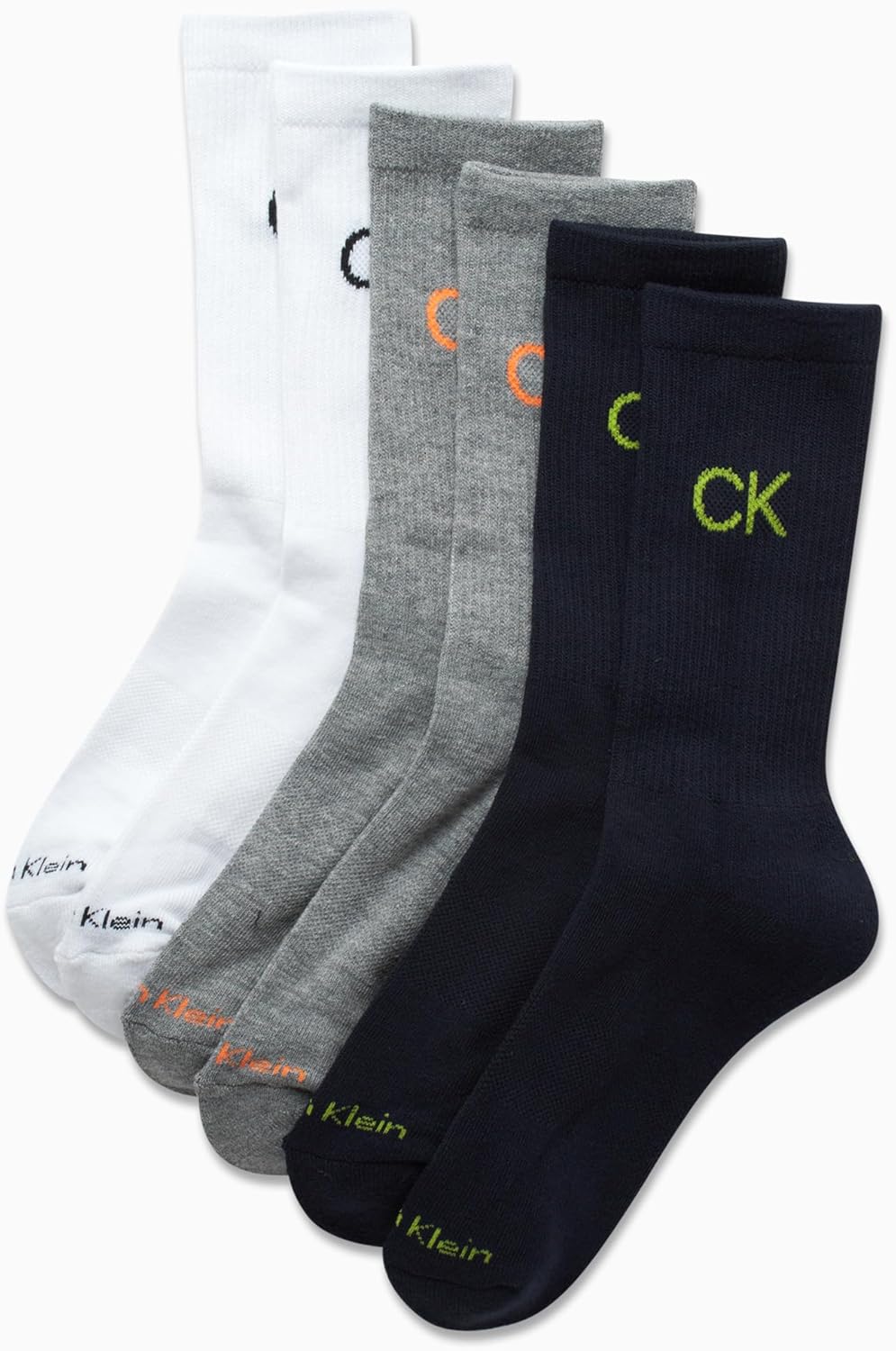 Calvin Klein Boys Crew Socks - 6 Pack Soft Stretch Performance Cushioned Comfort Mid Calf Athletic Socks for Boys - Image 4