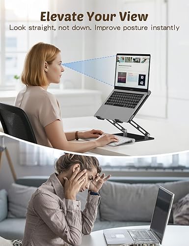 Miniatura 4 de Soporte para computadora portátil para escritorio, elevador ajustable de aluminio para laptop con ventilación de refrigeración única en forma de