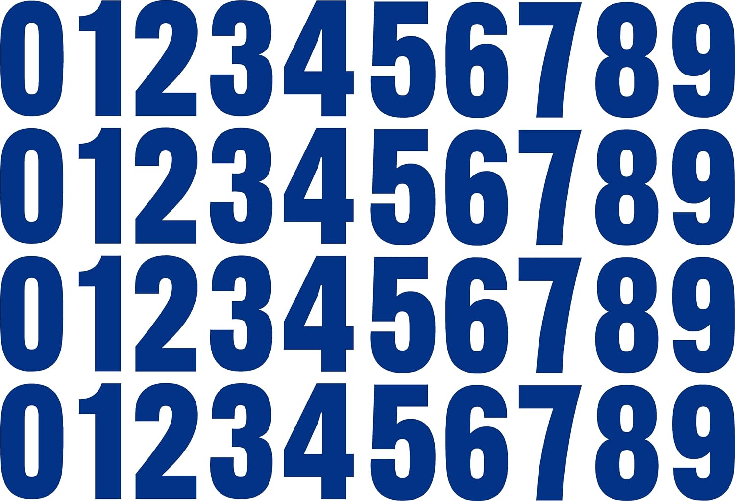0-9 Numbers Blue Vinyl Sticker Decals Set of 40 Choose Size: 1" to 12" (V1446) (6")
