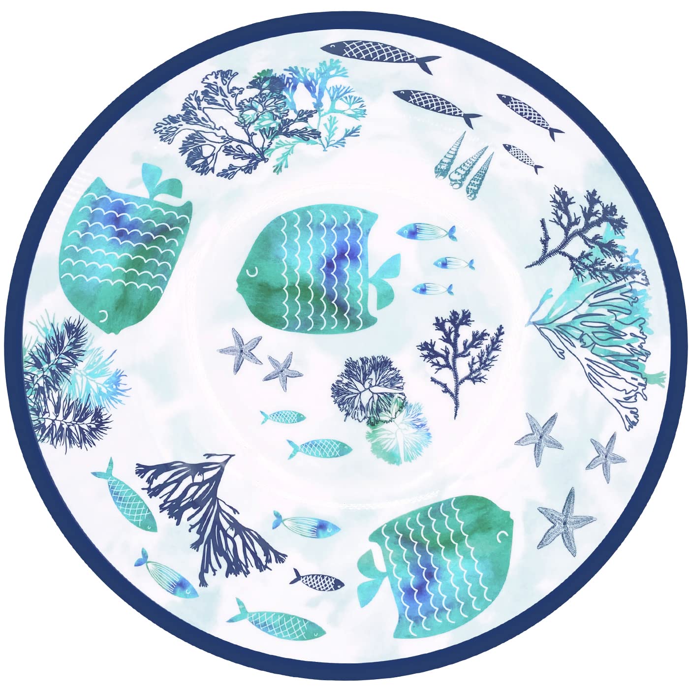 Les Jardins de la Comtesse - Insalatiera piccola in melamina - Caraibi - 2,7 L/Ø 28 cm - Blu mare e Pesci - Servizio da tavola quasi indistruttibile MelARTmine