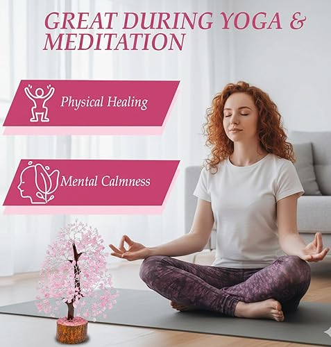 Miniatura 5 de Árbol de cristal de cuarzo rosa, árbol de piedras preciosas Feng Shui de alambre plateado, piedras curativas de chakras, decoración de cristal,