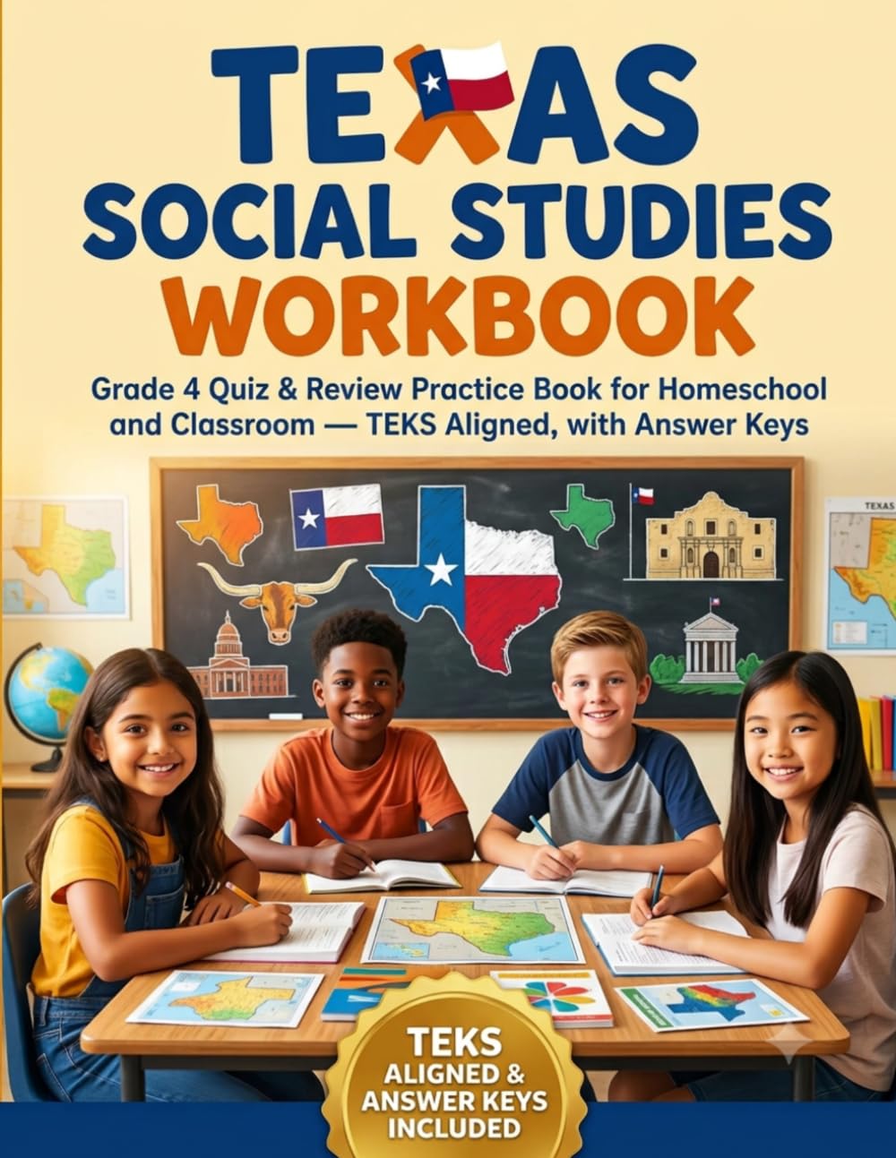 Texas Social Studies Workbook: Grade 4 Quiz & Review Practice Book for Homeschool and Classroom — TEKS Aligned, with Answer Keys