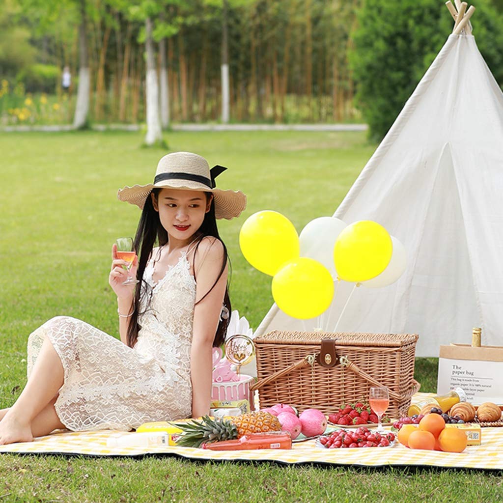 Cestino da Picnic Cestino da Picnic con Posate Tappetino da Picnic Grande Cestino da Picnic per 4 Persone Cestino da Picnic con Manici Pieghevoli (Color : Natural, Size : 46 * 31 * 28cm) (Natural 46