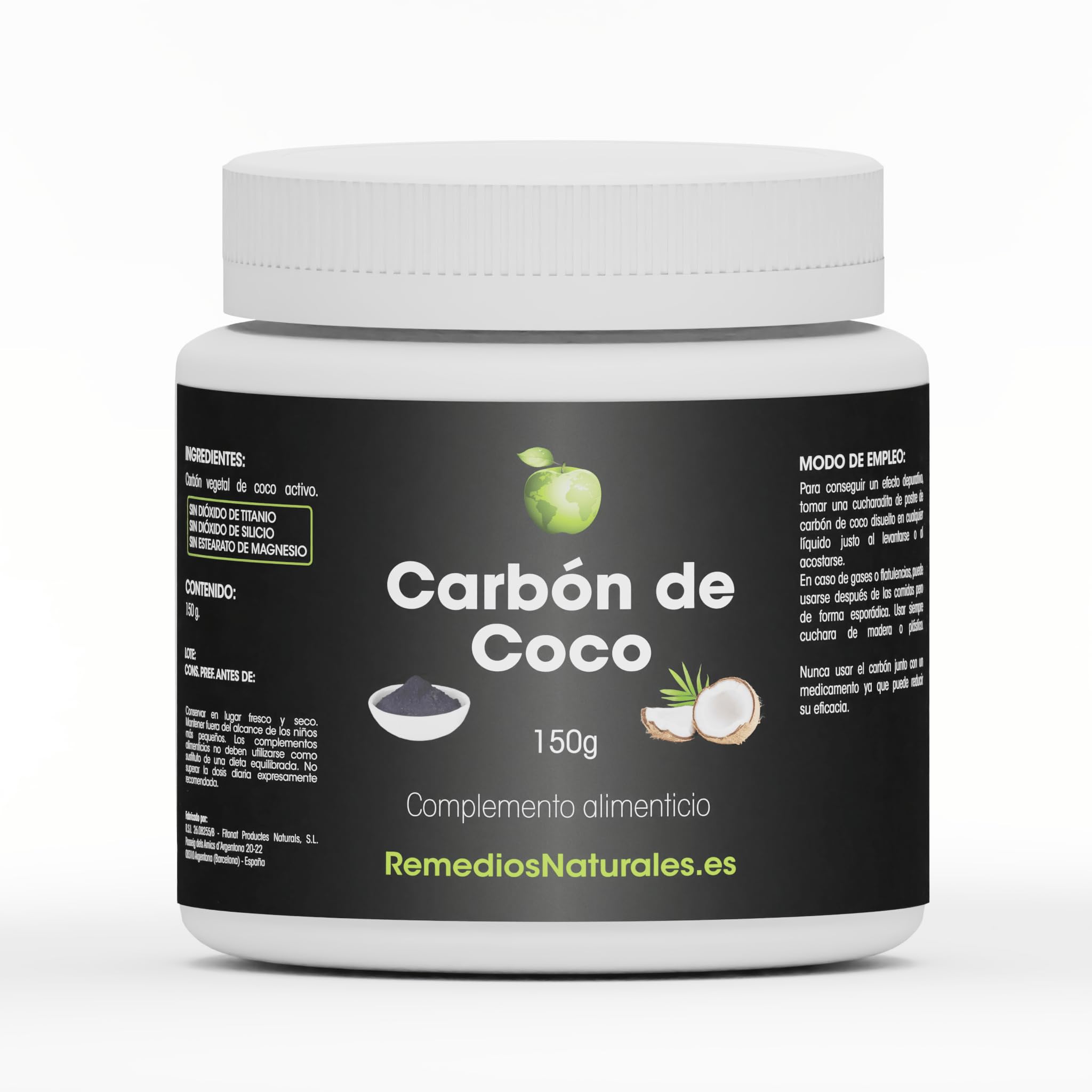 Carbón Vegetal de Coco en Polvo 150gr - Depura tu Organismo de Toxinas y Elimina Metales Pesados
