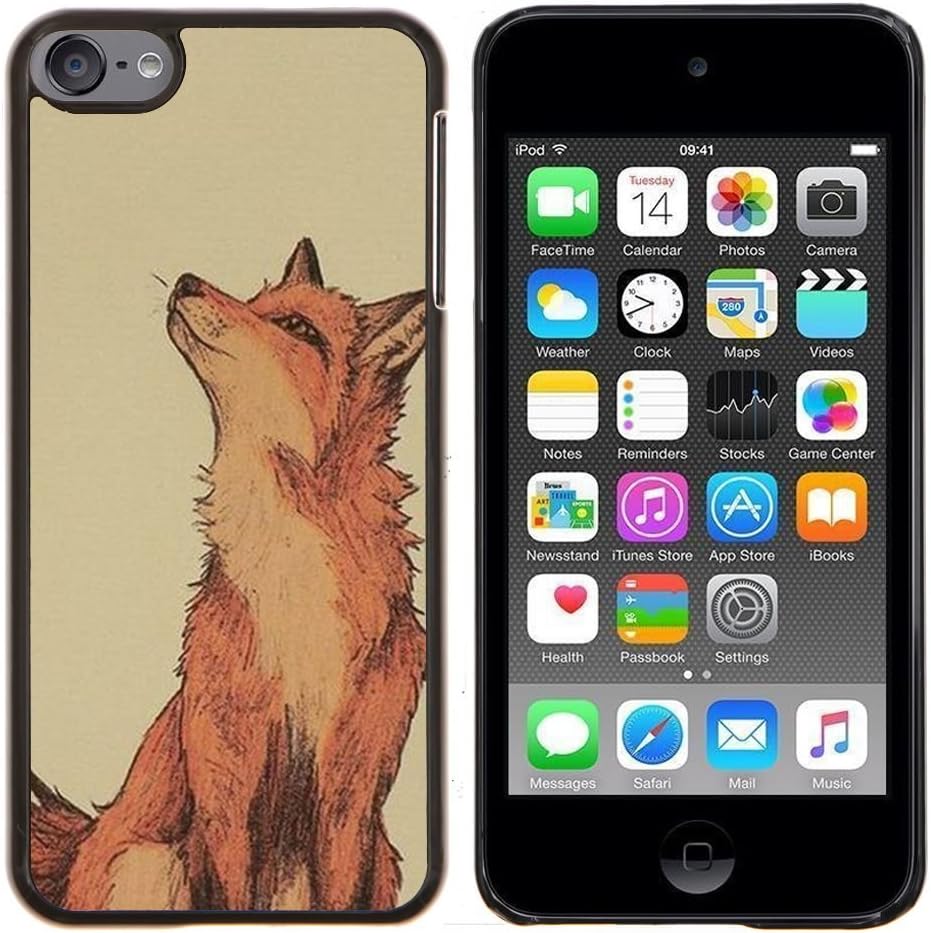 Dragon Case - FOR Apple iPod Touch 6 6th Generation - red fox clever vignette yellow cute - Design Hard Plastic Protective Case Slim Fit Cover