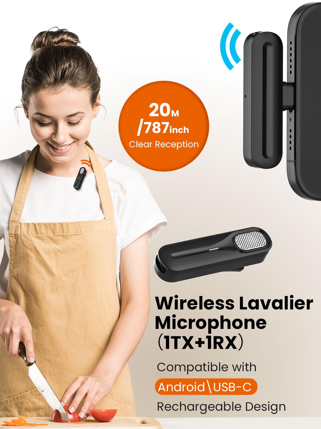 USKEYVISION Upgraded Vlogging Kit w/Wireless Lavalier Microphone,YouTube Kit for iPhone and Smartphone w/59" Retractable Tripod,Automatic Switch Phone Clamp,Content Creator Gear for TikTok(Vlog K5) - Image 4