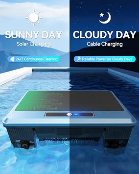 F1T Solar Powered Robotic Pool Skimmer Surface Cleaner with APP Support Dual Charging Options Smart Obstacle Avoidance 24/7 Continuous Cleaning Ideal for Above Ground Pool