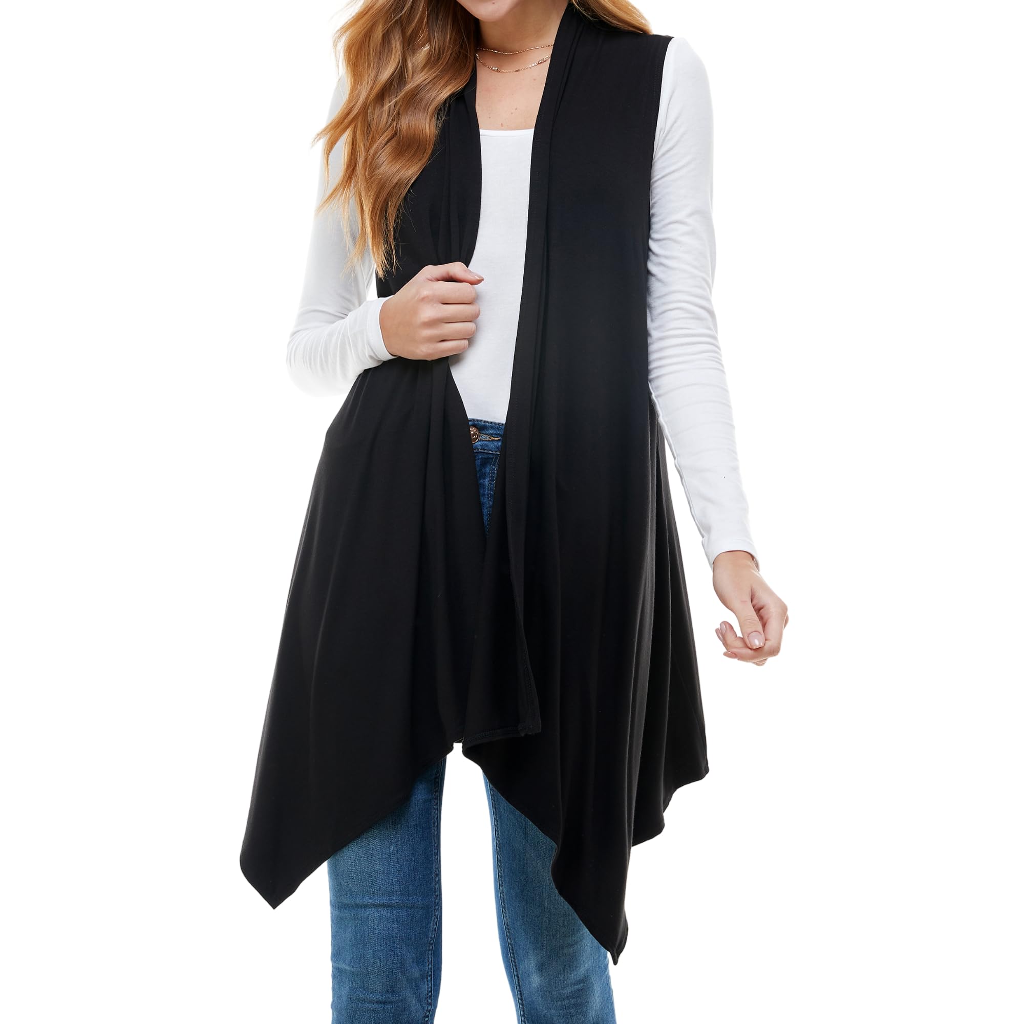 Azules Sleeveless Cardigan Vest for Women - Soft Lightweight Open Front Long Cardigan - Flowy Casual Layer for Any Season