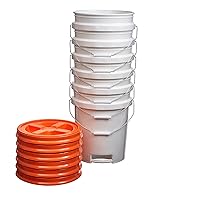 Vista 10 de Consolidated Plastics Cubetas blancas de grado alimenticio de 5 galones con mango de agarre inferior y tapas de sellado gamma, almacenamiento