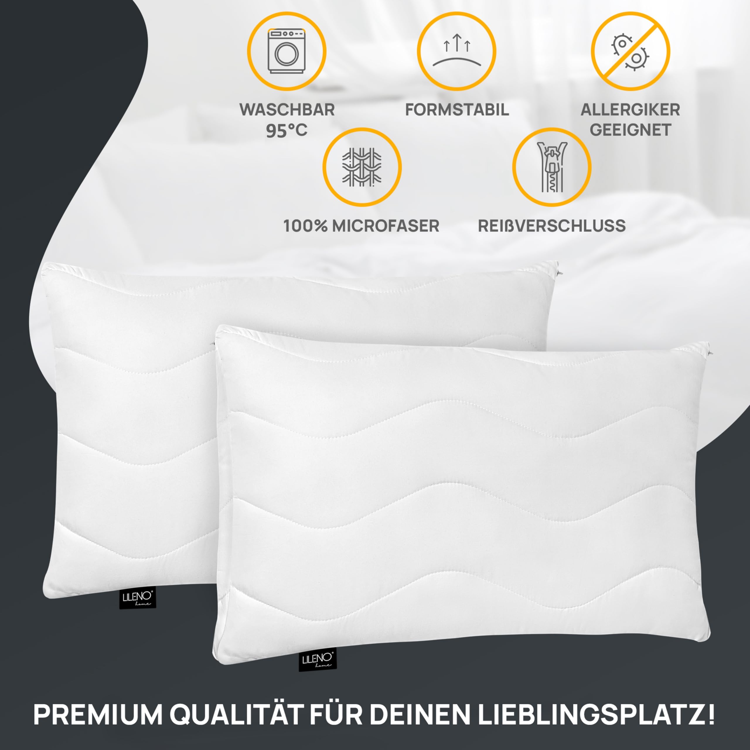 LILENO HOME Almohada de 40 x 70 cm [juego de 6] como relleno de cojín, cojín decorativo con cremallera para ajustar, lavable hasta 95°, cojín de sofá y cojín decorativo para sofá/cama