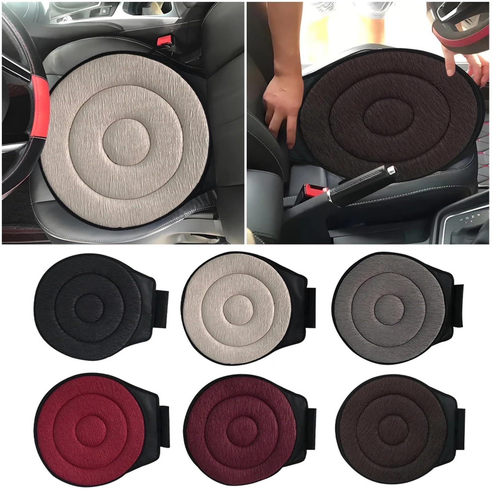 cuscino girevole per auto Cuscino for seggiolino auto girevole a 360 gradi for universale Cuscino per anziani e donne incinte(Dark Grey)