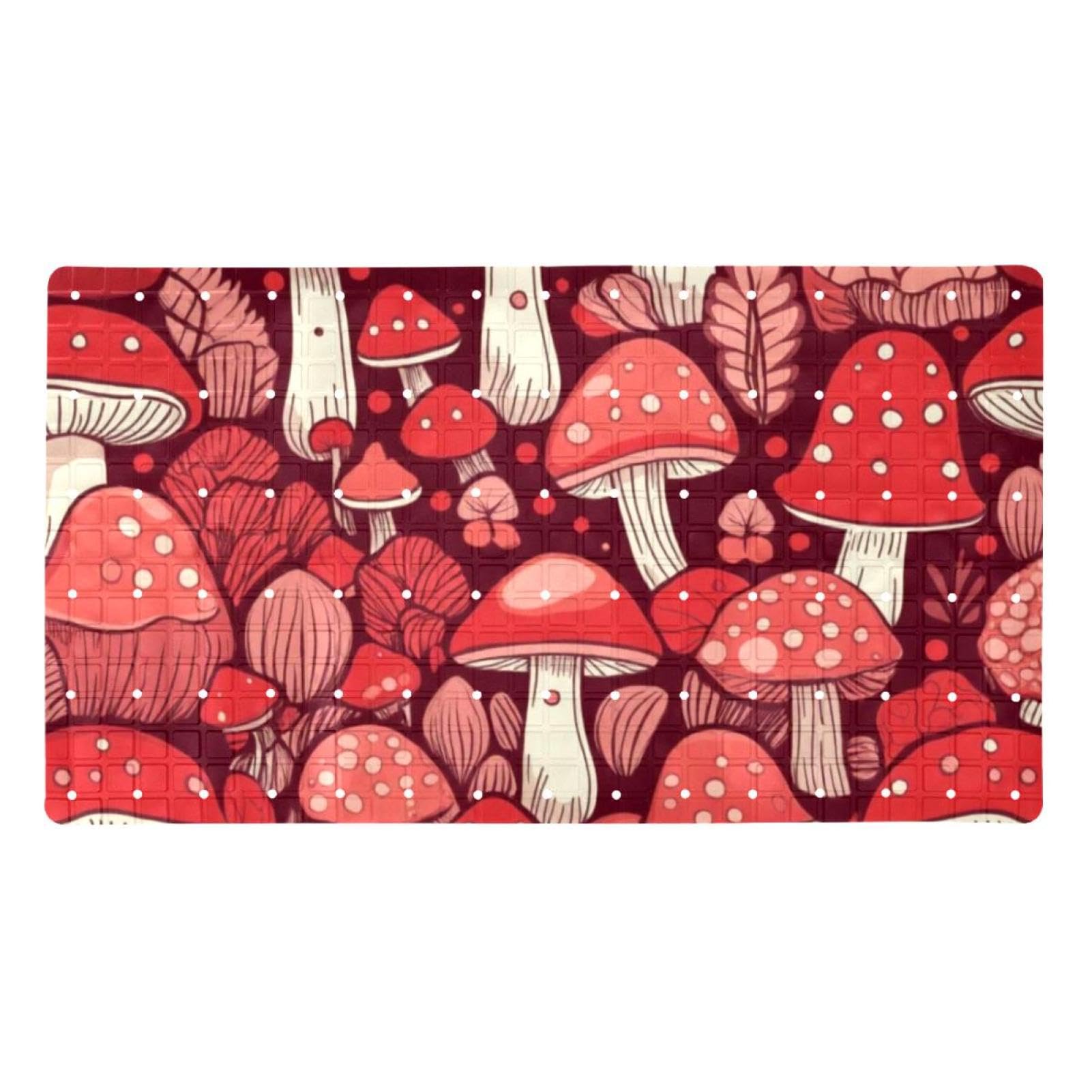 Tapis de bain antidérapant motif champignon rouge long séchage rapide famille