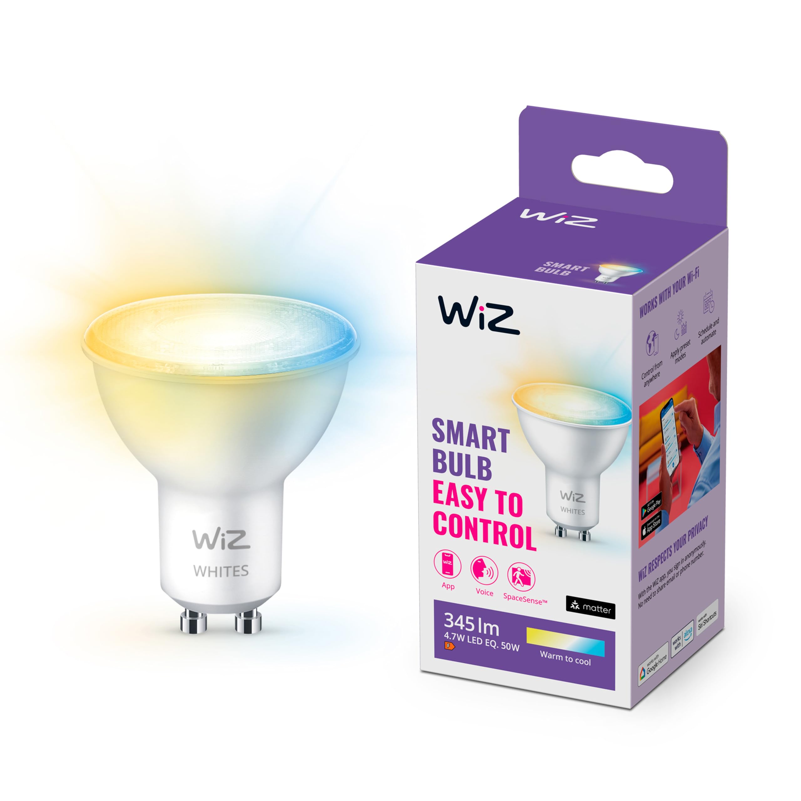 Philips myLiving Pongee Aufbaustrahler - Schwarz - 2 flammige Spots - Spots Oberfläche inkl. WiZ GU10 - Warmweiß bis kaltweißes Licht - Bluetooth