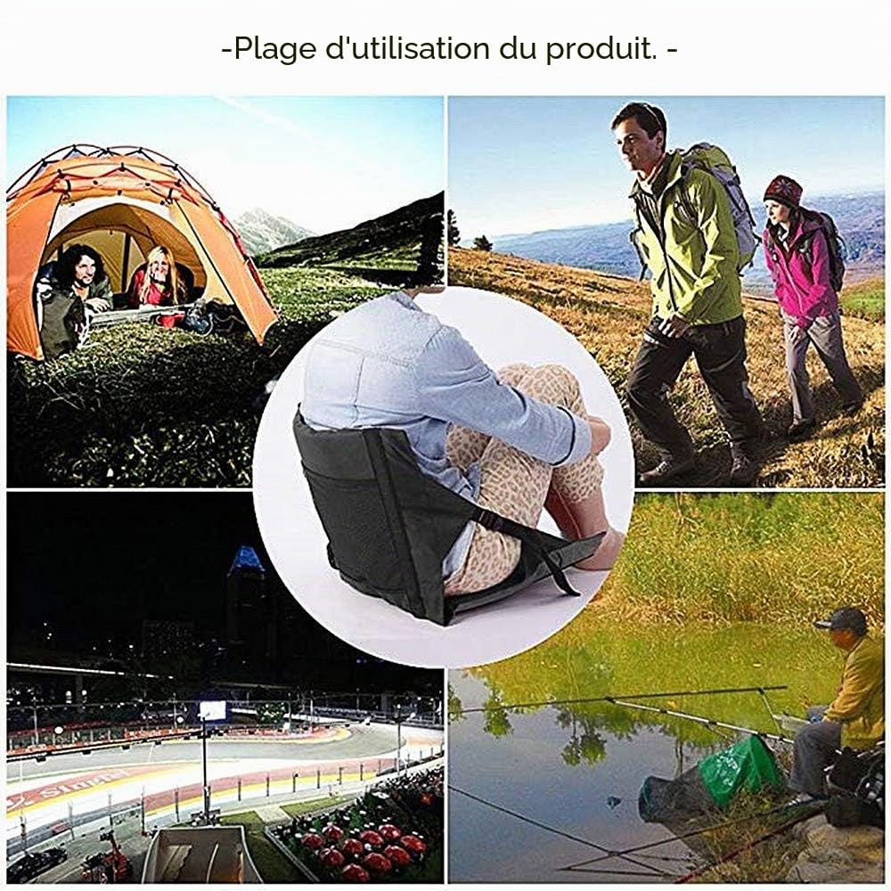 Coussin de Siège de Stade Portable - Chaise Pliante Rembourrée Légère et Multifonctions avec Dossier Mountaineering Beach Weekender pour Les Sports de Plein air et Le Camping Randonnée
