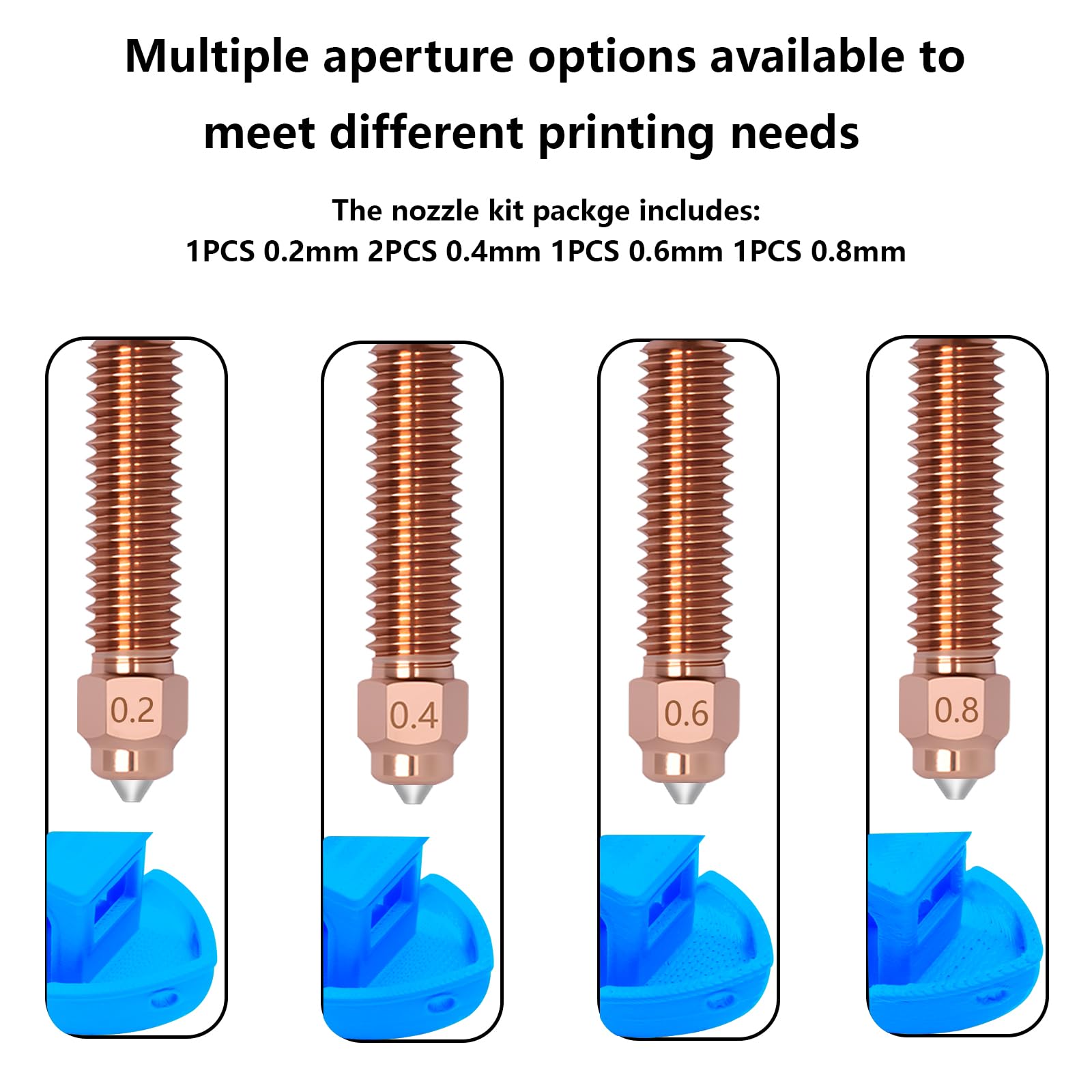 Set di 5 ugelli K2 Plus, in lega di rame e titanio, ugello a sgancio rapido, integrato in metallo ad alta temperatura 0,2/0,4/0,6/0,8 mm, per Creality Hi, K2 Plus