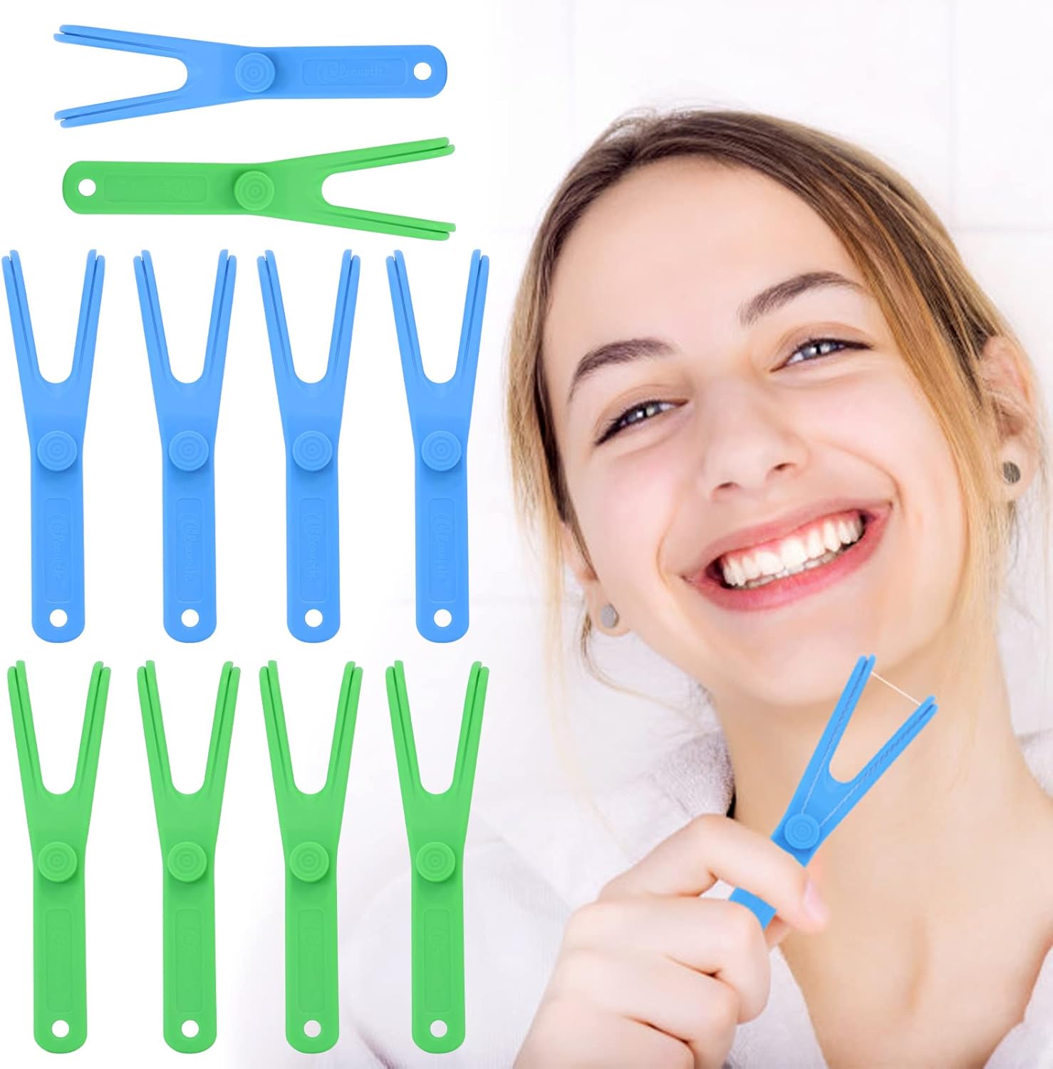 10 PCs Reusable Flosser Holder, Dental Floss Holder, Floss