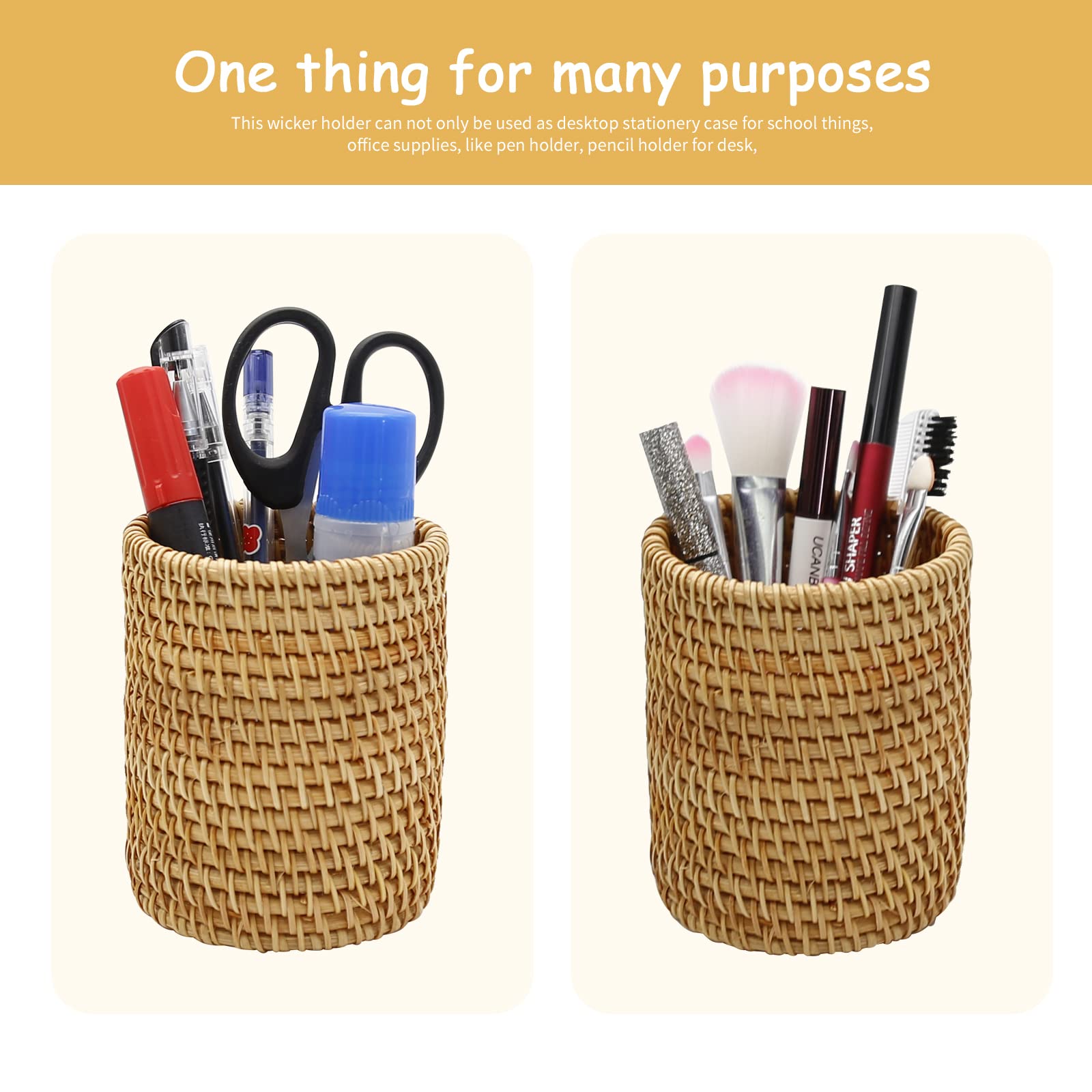 Portalápices De Ratán De 10 Cm, Organizador De Bolígrafos De Mimbre