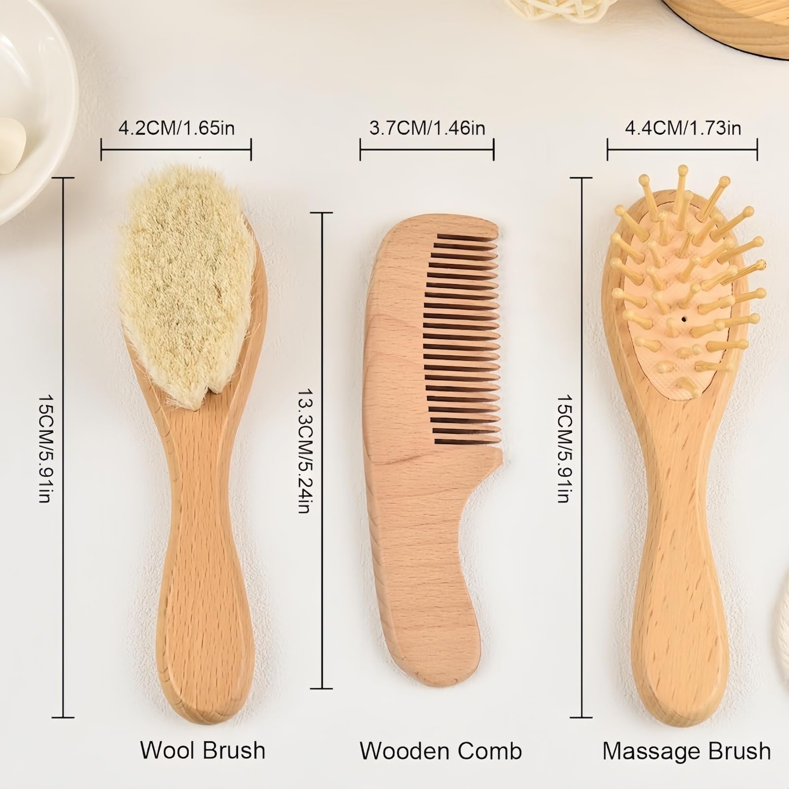 Set Personalizzato Di Spazzola E Pettine Per Bambini, Spazzola In Lana, Pettine In Legno Con Nome E Icona Incisi, Accessori Per Il Bagnetto, Regali Per Neonati