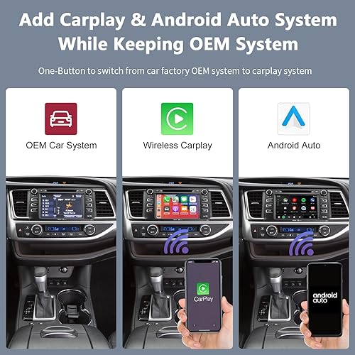 Miniatura 2 de Road Top Adaptador inalámbrico Carplay Android Auto para Toyota con Touch2 y sistema Entune2.0 2014-2019 año, soporte de navegación, Mirrorlink,