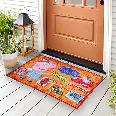 Sassoon Peppa Pig Anti Skid Digital Printed Doormat for Kids (Size - 38 x 58 cm, Pack of 1)