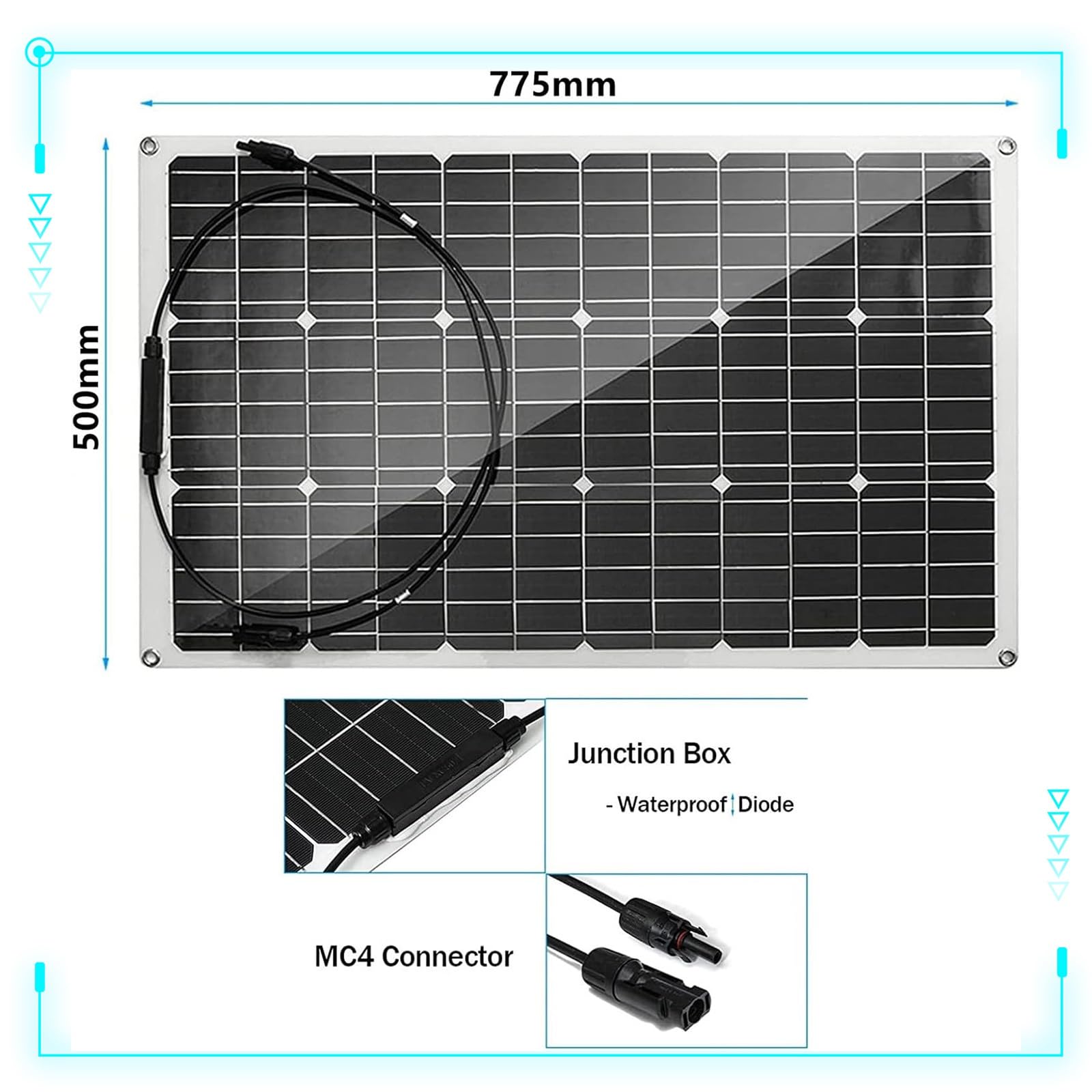 Pannello Solare Flessibile 500W Pannello Solare Monocristallino Fotovoltaico Impianto Camper Casa Baita(2x500W)