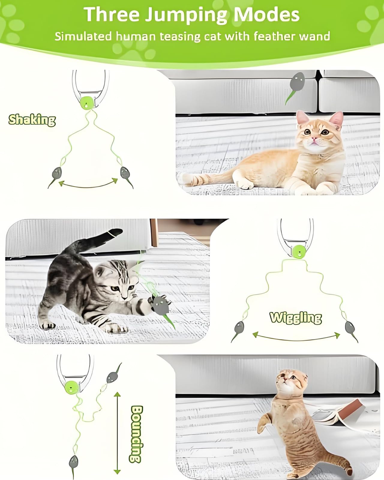 Jouet interactif Automatique rétractable Suspendu pour Chats d'intérieur, enrichissement motorisé Rechargeable pour soulager l'ennui Blue