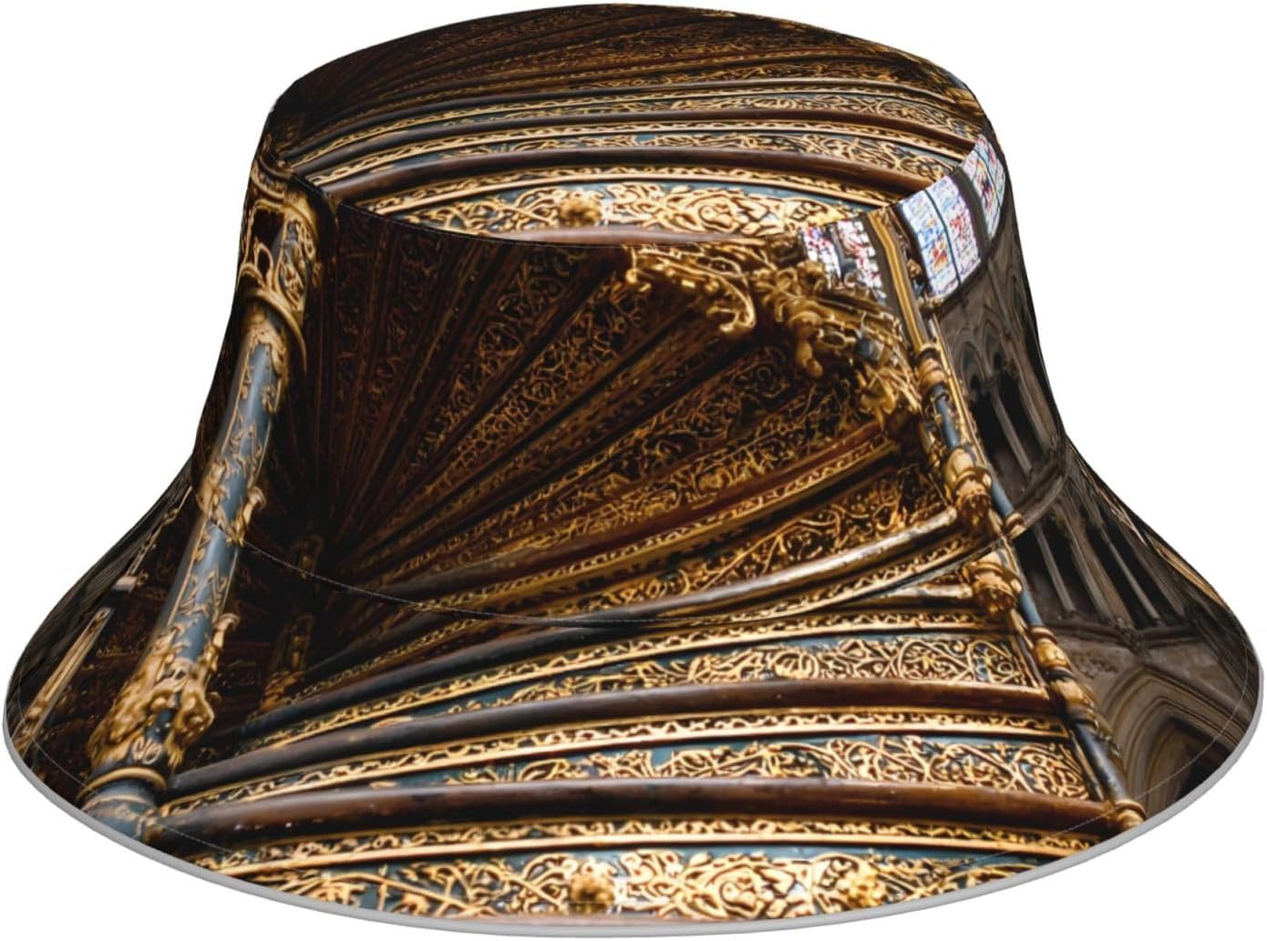 Bucket Hat with Unique Golden Stairs Print Stylish Breathable Foldable Versatile Outdoor Accessory image 3