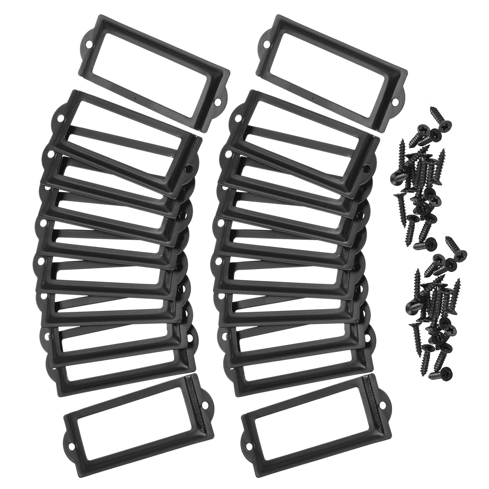 TA-VIGOR 83 x 30mm Antique Metal Label Holders Flie Card Frame 30pc Black