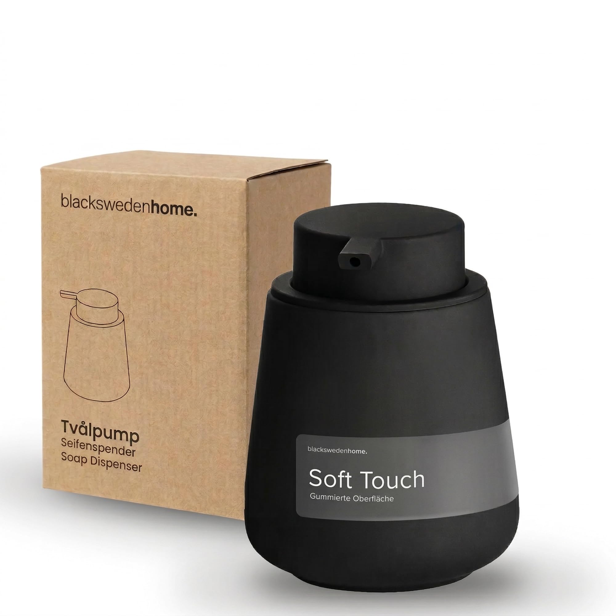 blackswedenhome. Dispensador de jabón Negro – Cerámica Diseño nórdico, Accesorios de baño, Color Negro Mate