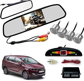 نظام فيديو لمراية صالون السيارة تي اف تي بشاشة ال سي دي مقاس 4.3 بوصة مع كاميرا خلفية عالية الدقة HD بقطر 16.5 ملم و4 حساس ركنة فضية من اوتو بيرل