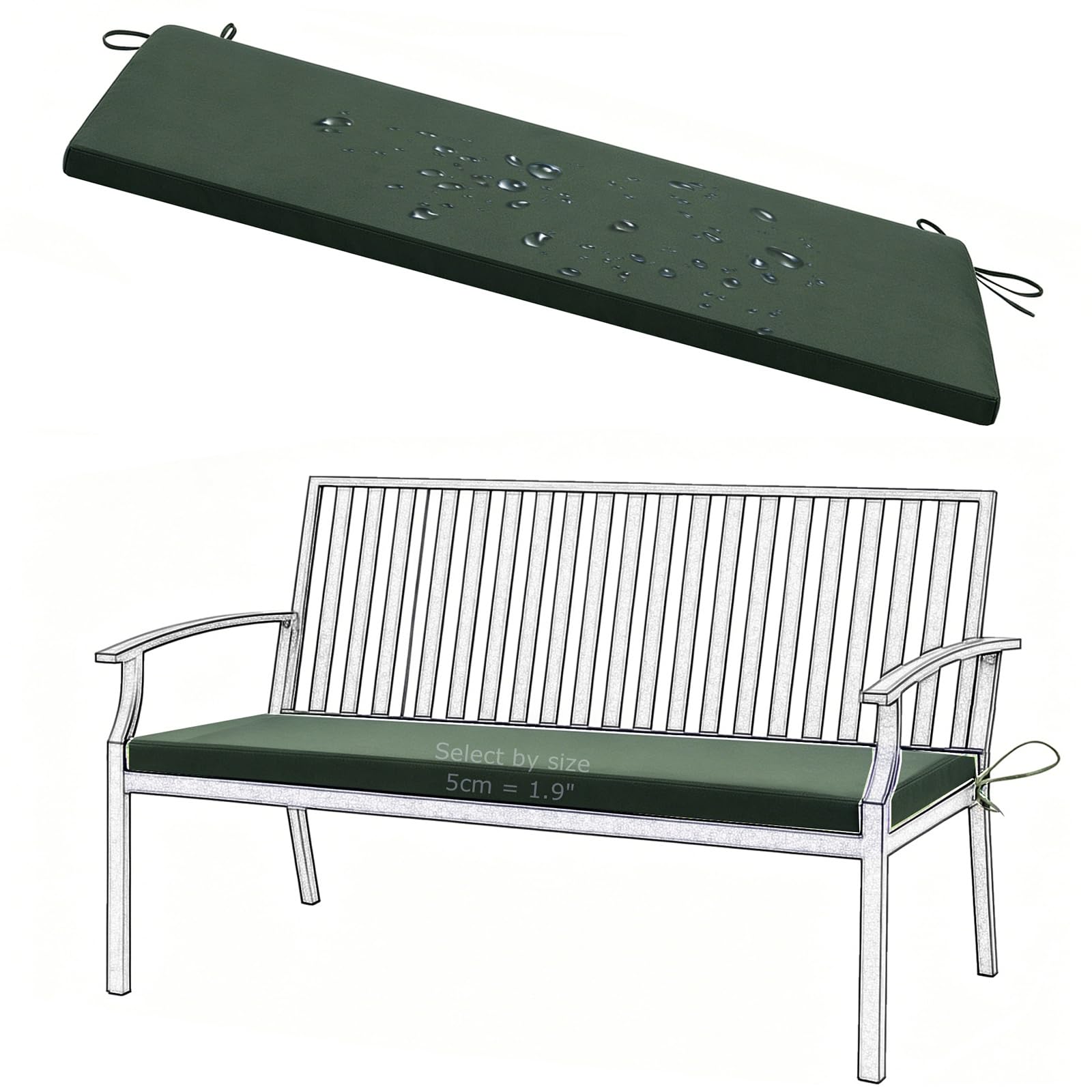 ILiemao Bench Seat Cushion Outdoor Floral Waterproof 80%, Indoor Replacement Patio Furniture Long Cushion with Ties, Bench Seat Pad for Porch Swing Garden Loveseat Sofa Settee(130x50 cm 51x20 in)