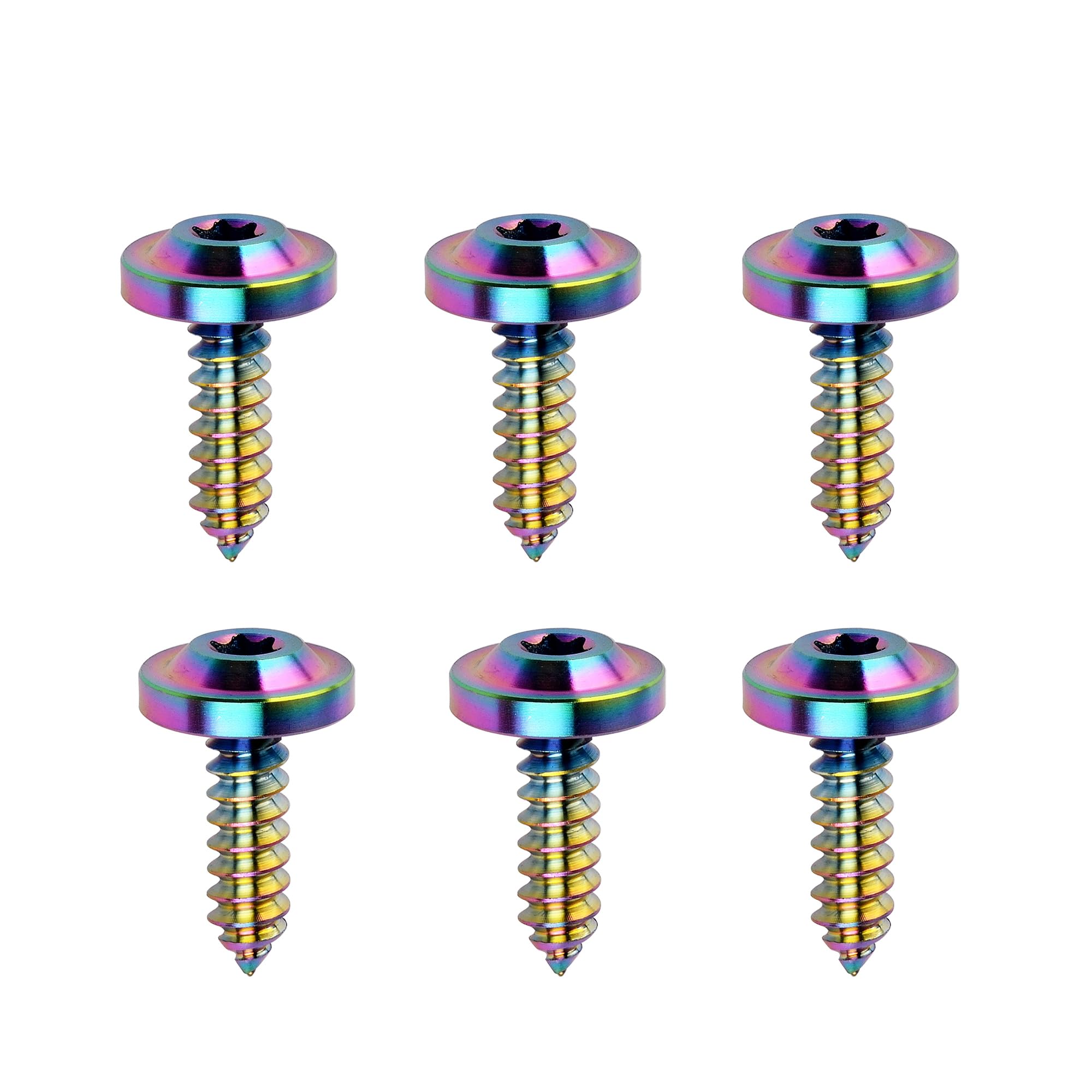 DWAMMEBRS M4 M5 M6x15 17 20 25mm Self-tapping Screws T25 Torx Head Motorcycle Bolt Pack of 6(Rainbow,M5x20mm)
